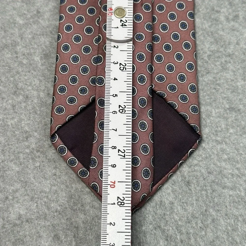 Gilbert & Lodge Italian Silk Tie Pink Blue Medallion Vintage Classic 56x3.3in